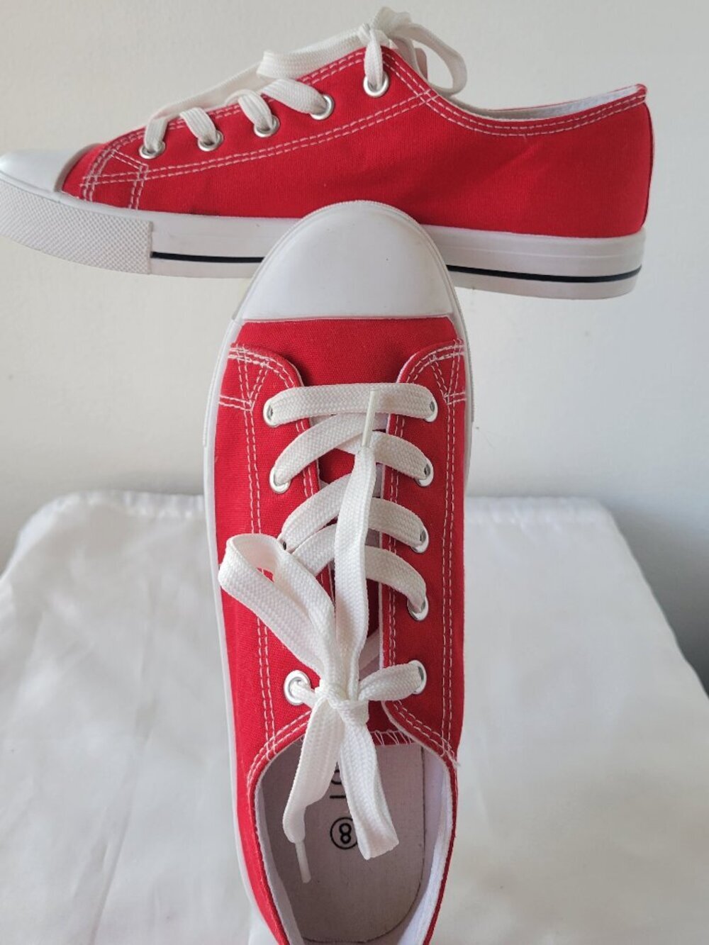 JOSINY Women’s Red Canvas Sneaker Lace-up Classic Casual Shoes